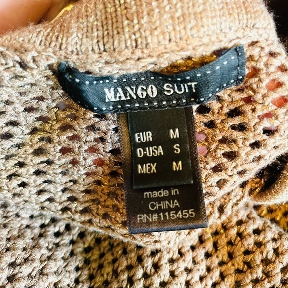 ✨ MANGO Cable‑Knit Sweater (Size S) Chic camel color with gold‑metallic mesh - Picture 10 of 11
